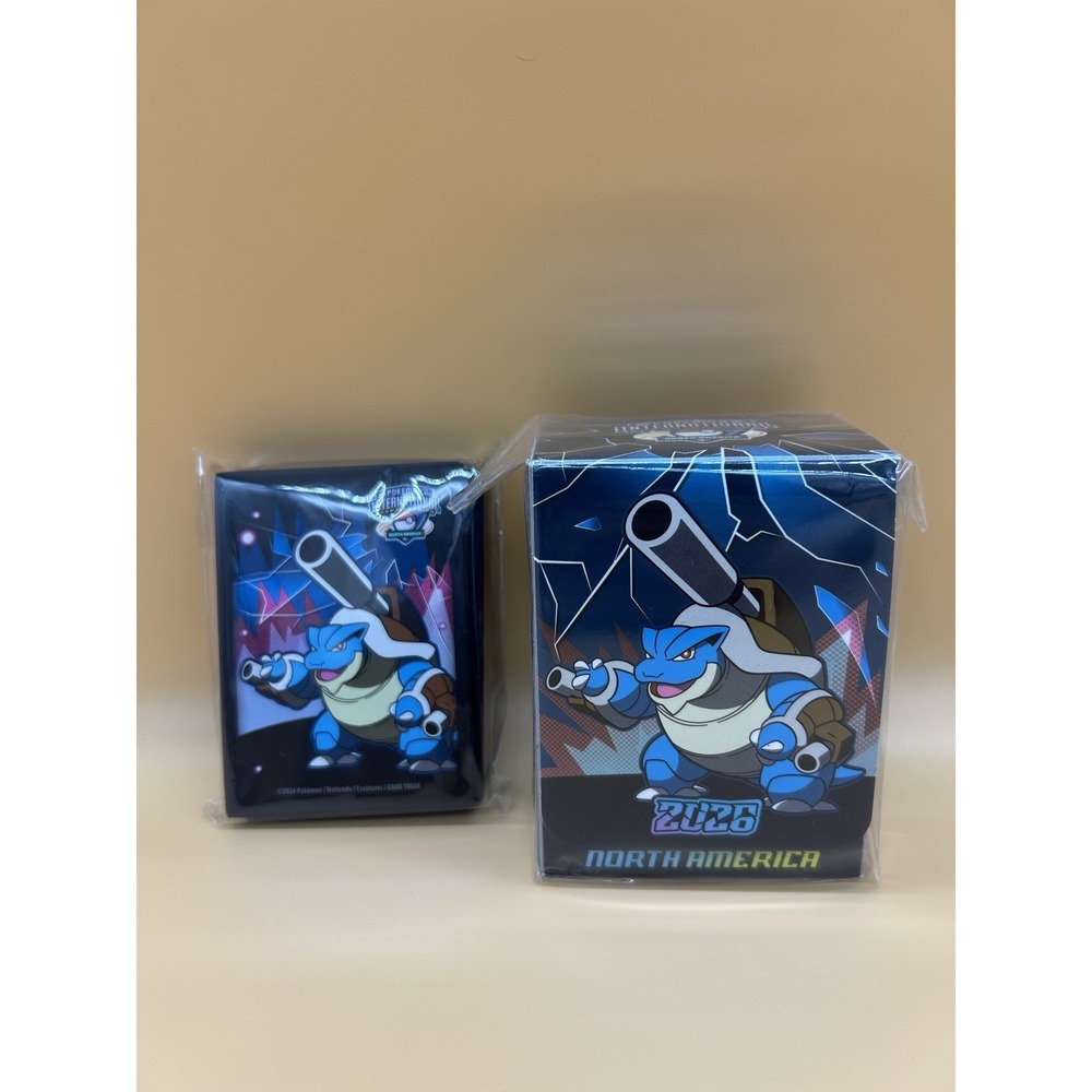 Pokemon NAIC 2026 Mega Blastoise Deck Box & 65 Sleeves Combo Sealed